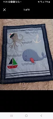 Boys  4Pc Nautical Sailboat Anchor Whale Octopus Crib Bedding Set NEW • $25