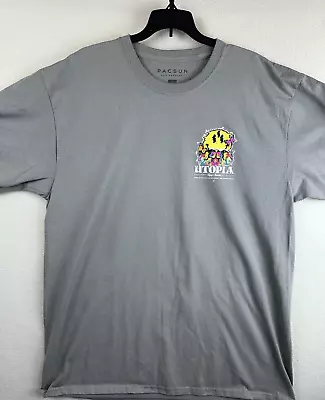 Pac Sun Utopia T Shirt Trippy Paradise Mens XL Light Army Green Short Sleeve • $14.99