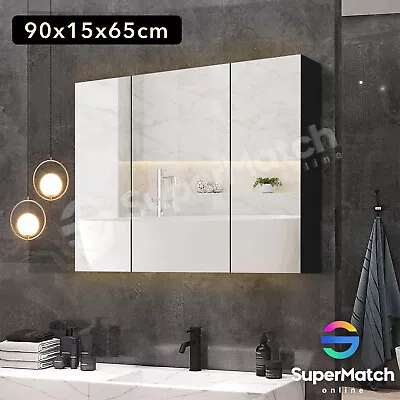 Bathroom Wall Mirror Storage Cabinet Vanity Medicine Makeup Organiser 90X65CM • $119.55