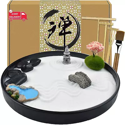 Japanese Zen Sand Garden For Desk With Rake Stand Rocks And Mini Furnishing Ar • $37.68