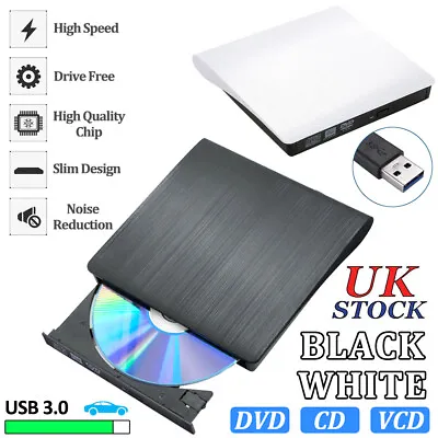 £13.69 • Buy USB 3.0 External DVD CD RW Disc Burner Drive Reader Rewriter Windows Laptop Slim