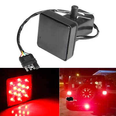 Smoked 15-LED Brake Tail Light DRL Trailer Hitch Cover 2  Receiver For Truck SUV • $17.55