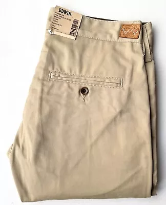 EDWIN 55 CHINO Cadet 7.08oz Sand Unwashed W30 L32 • £69.75