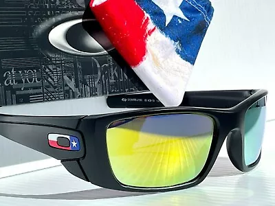 NEW Oakley Fuel Cell Matte Black TEXAS FLAG POLARIZED Galaxy GOLD Sunglass 9096 • $118.88