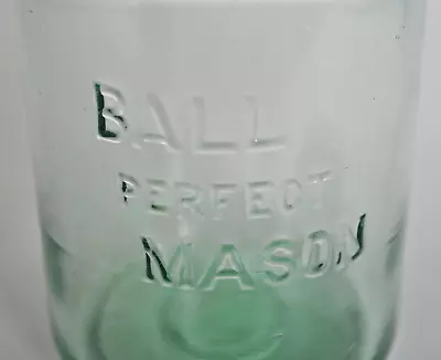 Vtg 1910~1914 BALL (BOYD) PERFECT MASON W/ BLOCK LETTERS GREEN QUART Fruit Jar • $65