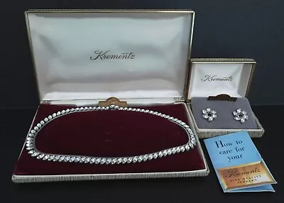 Vintage Krementz Faux Diamond Rhinestone Jewelry Set: Choker Necklace & Earrings • $69.99