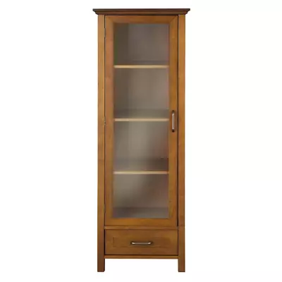 Avery Wooden Linen Tower Cabinet With Storage Oiled Oak • $326.31