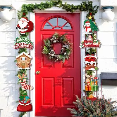 1pair Merry Christmas Door Hanging Banner Xmas Couplet Outdoor Indoor Sign Decor • $8.32