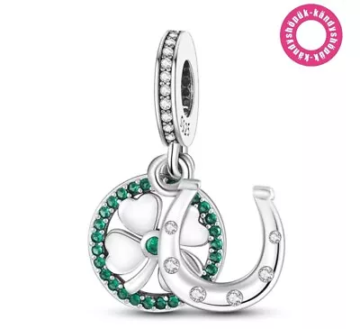 Four Leaf Clover Horseshoe Dangle Charm Bead For Bracelet S925 Sterling Silver  • £10.99