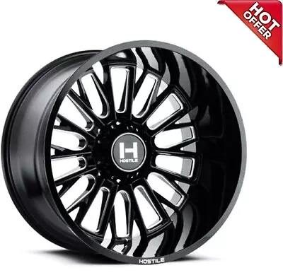 4ea 24  Hostile Wheels H114 Fury Blade Cut Black Milled Off Road Rims(S10) • $3124