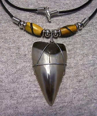 Mako Shark Tooth 1 3/4  Teeth Necklace Fossil Jaw Megalodon Scuba Dive Sharks • $18