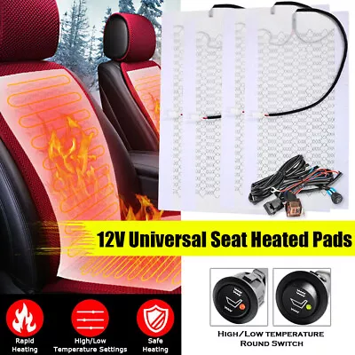 2 Set Universal 12V Car Carbon Fiber Heated Seat Heater Kit Cushion Round Switch • $36.90