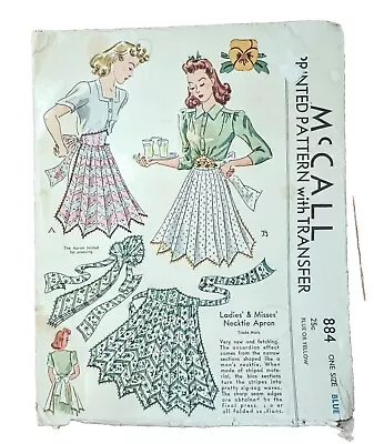 Vintage McCalls Apron Printed Pattern #884 Sewing Fashion Design Collectible  • $18.90