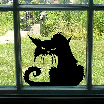 Spooky Black Cat Scary Car Van Window/Wall/Laptop Halloween Vinyl Decal Sticker • £2.59