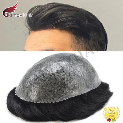 Full Poly Skin Mens Toupee Injected PU Human Hair System Replacement Wig For Men • $99.99