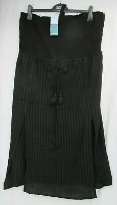 £12.50 • Buy Ladies Marks And Spencer Black Striped Cotton Beachwear Sundress Size 18