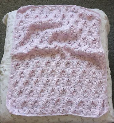 Beautiful Crochet Babies DK Pink/Lilac Cable And Bobble Design Blanket • £5.99