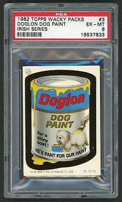 1982 / 85 Topps Wacky Packages Sticker Irish Series #03 Doglon Dog Paint PSA 6 • $32.89