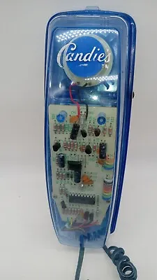 Vintage CANDIES Push Button Corded Blue Translucent See-Thru Landline Phone • $24.97