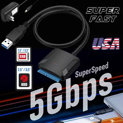 USB 3.0 To SATA External Hard Drive Adapter Converter Kit For 2.5/3.5 '' HDD/SSD • $11.38
