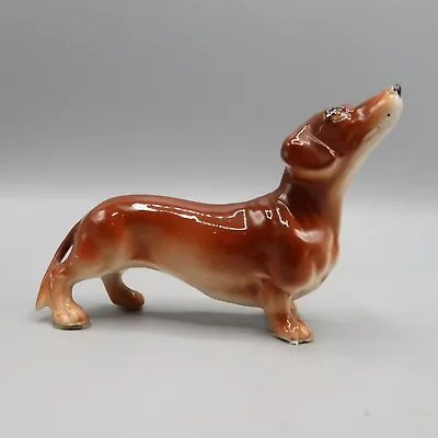 Vintage Dachshund Weiner Dog Puppy Figurine Statue Porcelain Looking Up Standing • $20