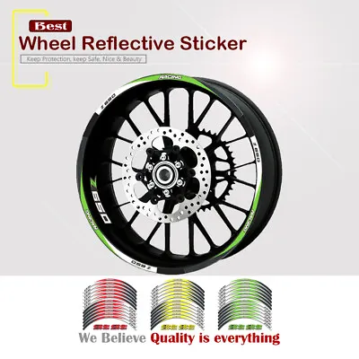 Motor Wheel Rim Stripes Decals Sticker Reflective Tape FOR KAWASAKI Z650 17-20 • £18.37