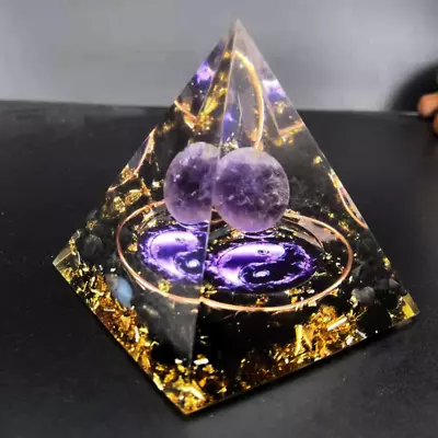 Orgone Amethyst Stone Crystal Certified EMF Protection Pyramid & Quartz Energy • $8.98