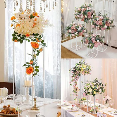 40-100cm Rectangular Flower Stand Centrepiece Pedestal Metal Wedding Decorations • £14.95