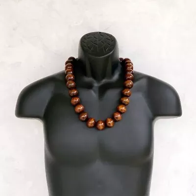 Wood Bead Necklace For Men - Handmade Wooden Necklace - Mens Boho Necklace Wood • $48.50