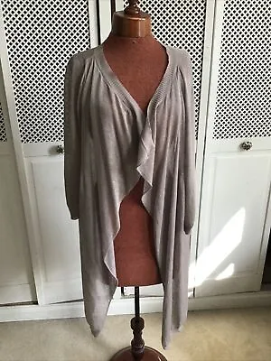 Crea Concept Pale Taupe Cardigan Size 44 Sheer Waterfall  • £22