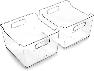 | Plastic Storage Bins - 2 Pack | The LODGE COLLECTION | Multi-Use Organizer Bin • $27.41