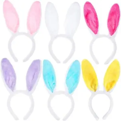 6 X Bunny Ears Easter Coloured Fluffy Rabbit Headband Halloween Costume Outfit  • £8.95