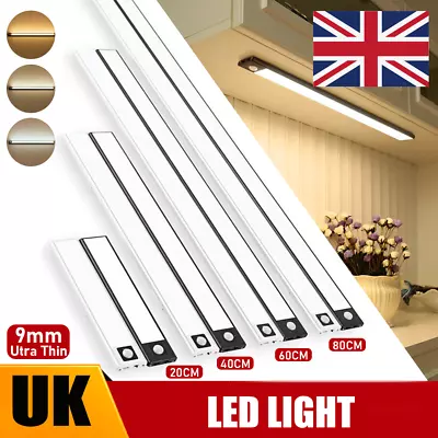 £10.99 • Buy Wireless LED PIR Motion Sensor Light Strip Cabinet Closet Lamp USB Rechargeable