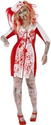 Smiffys Curves Zombie Nurse Costume White Dress & Headpiece Halloween Dress Up • £19.99