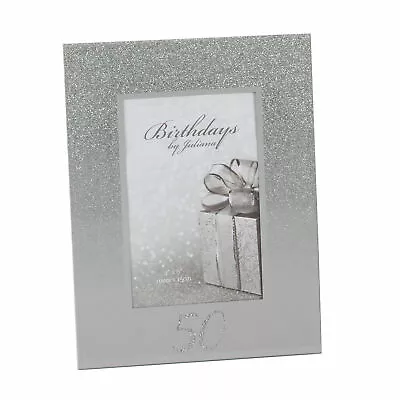 Silver Glitter & Mirror 4'x6' Photo Frame & Number - 50th Birthday / Anniversary • £8.39