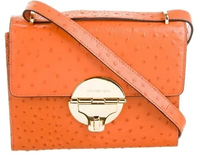 Michael Kors Leather Shoulder Bag Ostrich Print Tangarine Small Messenger Purse • $50