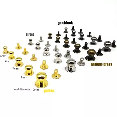 £1.97 • Buy 10/50 Solid Brass Copper Ball Head Stud Bag Wallet Belt Chicago Screw Back Rivet