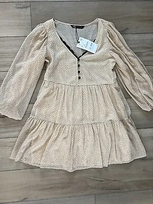 NWT Zara Womens Dress Small Babydoll Polka Dot Lace • $24.50