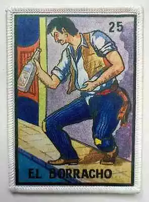 El Borracho Loteria Mexican Game Iron On Patch 3.5 X 2.5 Inches • $2.99