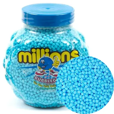 Millions Blue  Tasty Chewy Sweets Bubblegum Flavour 2.27 Kg Plastic Jar • £29.99