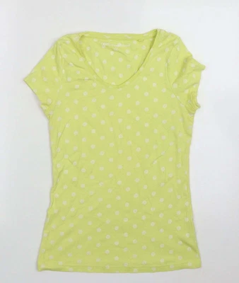 £3.50 • Buy NEXT Womens Yellow Polka Dot Cotton Basic T-Shirt Size 8 V-Neck