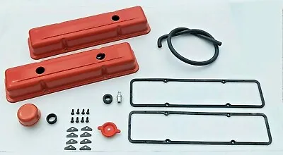 $99.95 • Buy 68-82 CORVETTE VALVE COVERS  KIT Orange Covers With Hardware & Gaskets NEW SBC