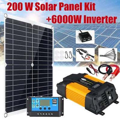 6000W Complete Solar Panel Kit 100A Home Grid System 220V Solar Power Generator • £40.13