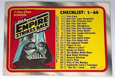 1980 O-Pee-Chee STAR WARS Empire Strikes Back Trading Card #132 Checklist 1-66 • $3.99