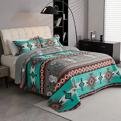 3 PCS Oversize Rustic Southwestern Quilt Set Western Bedding Bedspread Set SS01 • $39.98