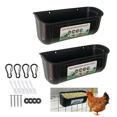 Large Capacity Hanging Feeder Trough For Cages Quail Chicken Poultry Drinker UK • £33.89