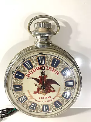 Vintage Advertising   Budweiser Beer Lighted Pocket Watch Sign Clock Light • $45