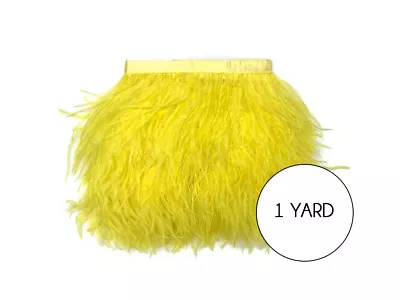 1 Yard - Yellow Ostrich Fringe Trim Wholesale Feather Halloween Prom Dress Craft • $18.53