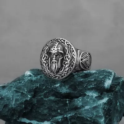 Men's Fashion Ring Viking Valhala Odin With Helmet Stainless Steel • $12.95