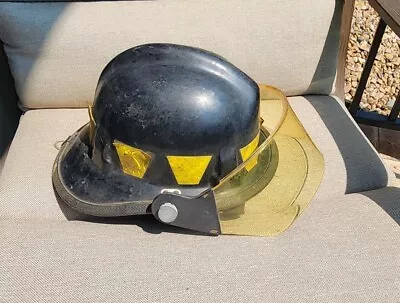 Vtg Cairns & Bro Fireman Fire Fighter Helmet Black W Yellow Visor  • $75.99